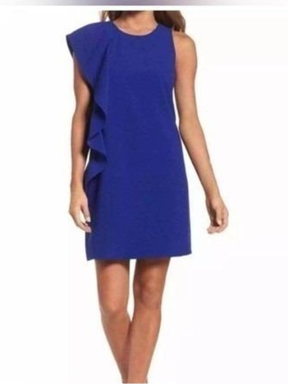 👗Chelsea 28 Women’s Royal Blue Ruffle One-Shoulder Dress